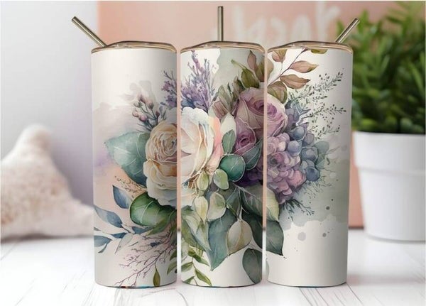 Thermobecher mit Steckdeckel "Blumen"