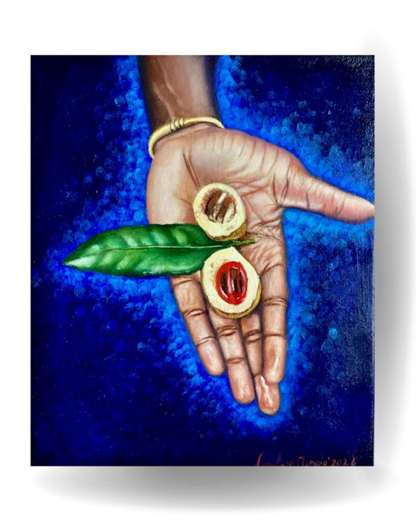 Here is a nutmeg- oil on canvas 30X25 cm