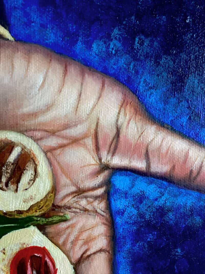 Here is anutmeg.painting by Annalisa Mongio