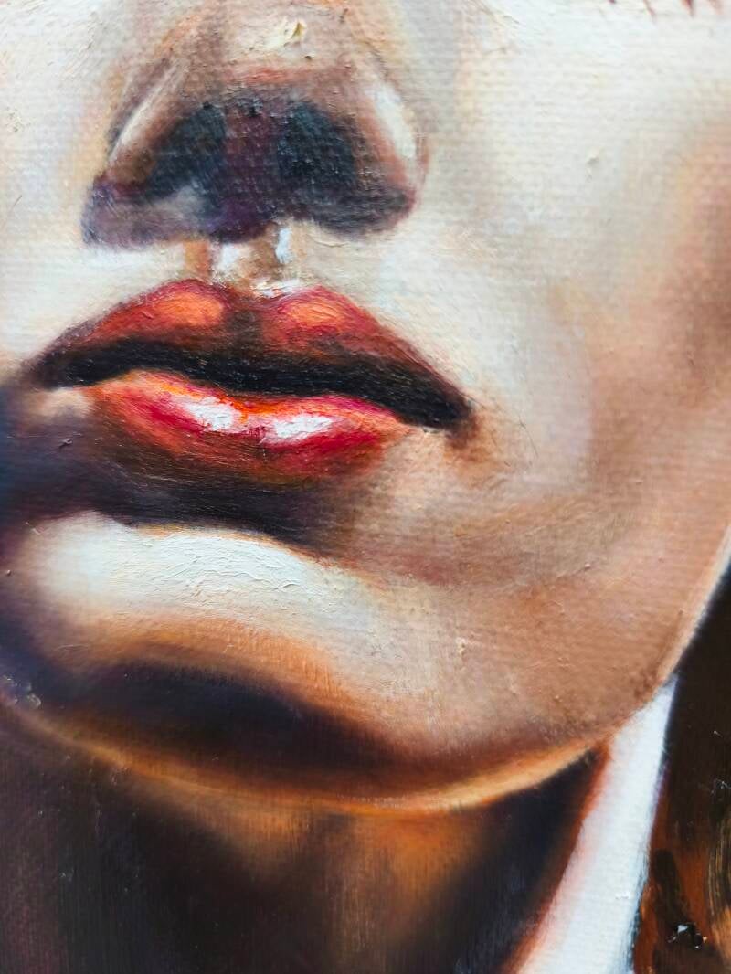 Part of a Painting called Resilience. By Annalisa Mongio. featuring the lips of a woman 