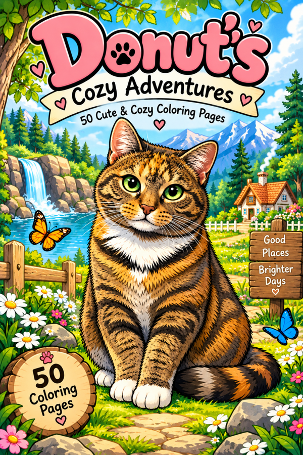 Donut’s Cozy Adventures – 50 gezellige kleurplaten PDF DOWNLOAD