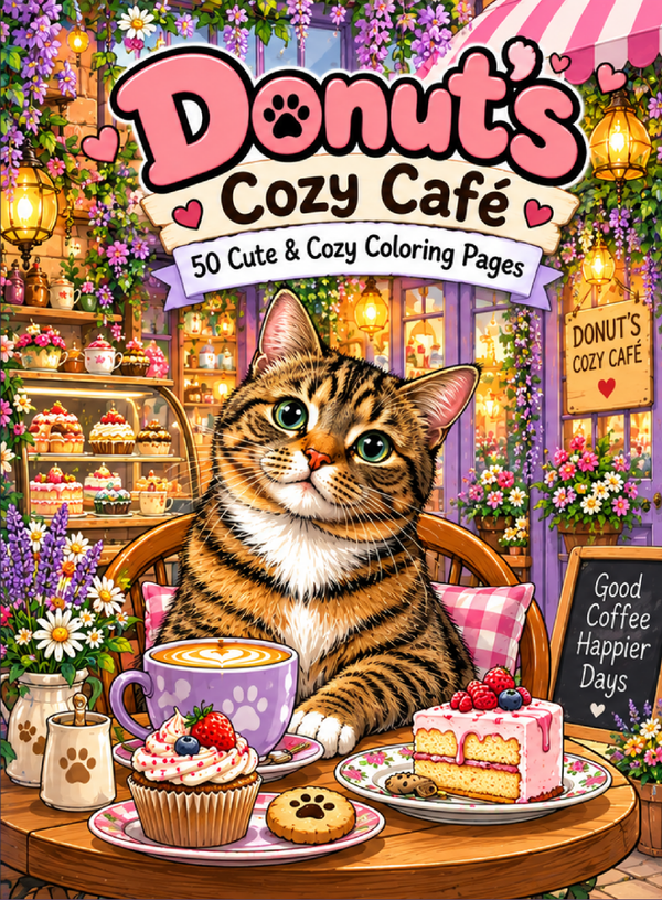 Donut's Cozy Café - 50 Kleurplaten - PDF DOWNLOAD