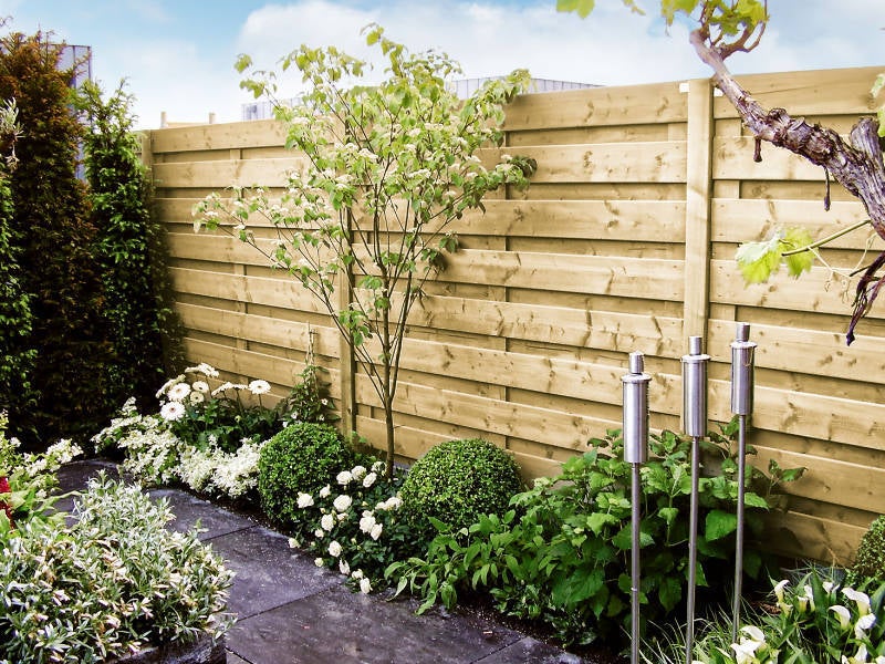 Tuin schutting bestrating en overkappingen.