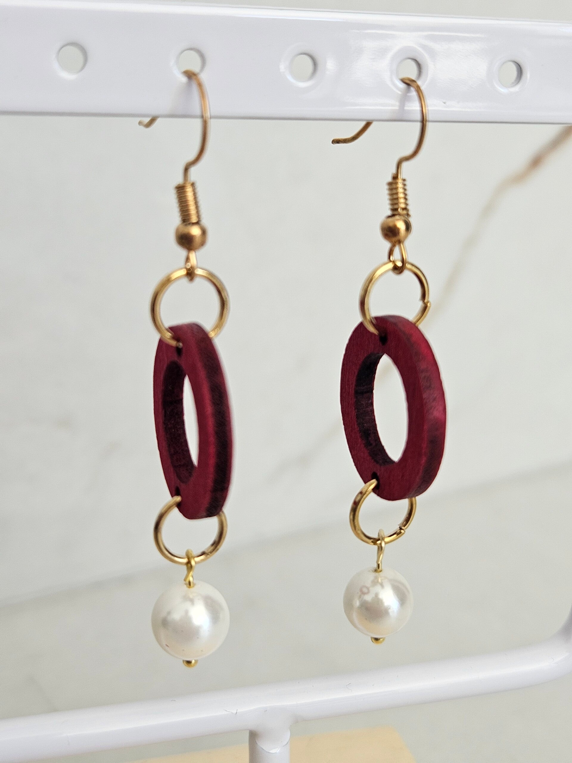 Boucle d'oreille Katia rouge