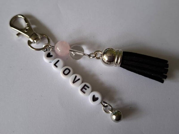 Sleutelhanger "Love" / Rozenkwarts