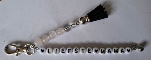 Sleutelhanger "Liefste Mama" / Rozenkwarts