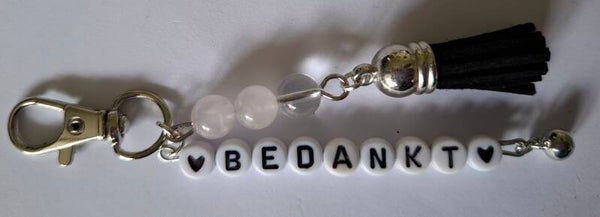 Sleutelhanger "Bedankt" / Rozenkwarts