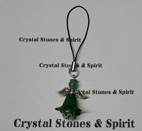 Geluksengel "Aventurijn Groen" Telefoonhanger