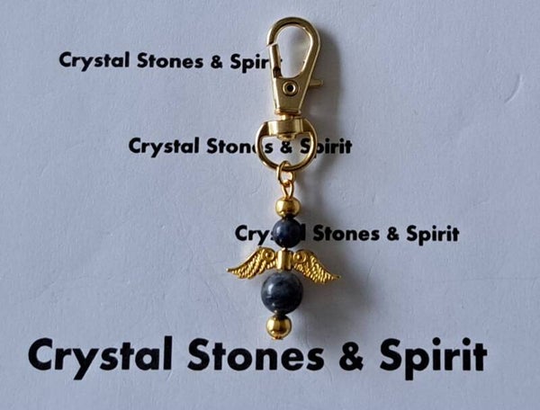 Sleutelhanger "Sodaliet" goudkleurig