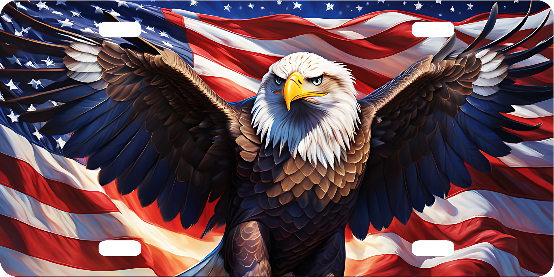 American Flag & American Eagle  License Plate – Patriotic  Design (6" x 12")