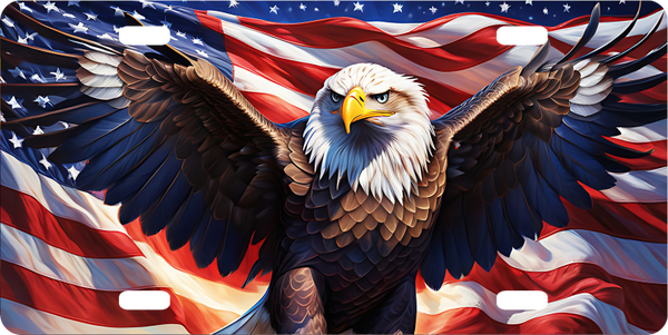 American Flag & American Eagle  License Plate – Patriotic  Design (6" x 12")