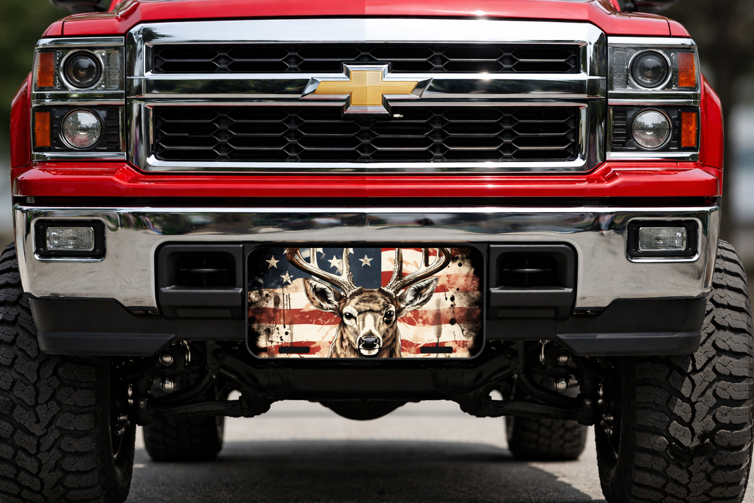 American Flag Buck  License Plate  – Patriotic Wildlife Design (6" x 12")