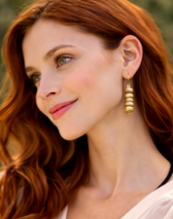 Earrings: "Strata Stacks" - Natural Wood &  18K Gold Plated Findings