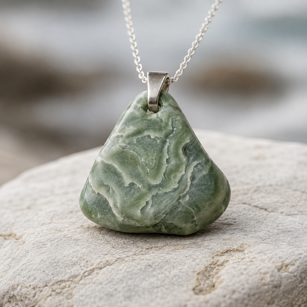 "Rivers" Natural Adventurine Stone + Sterling Silver