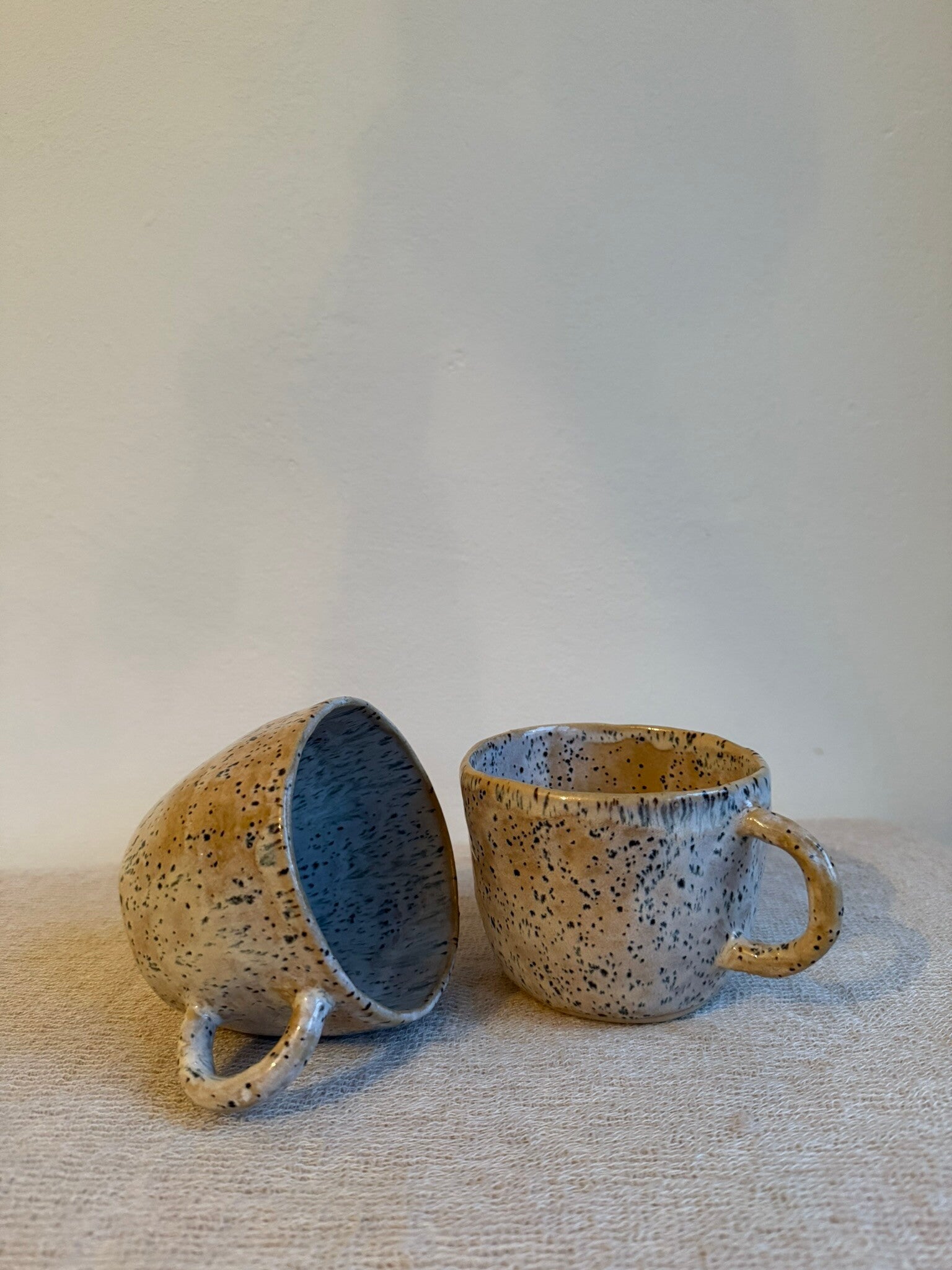 Duo Grote Theemokken | Cream Blue Speckle