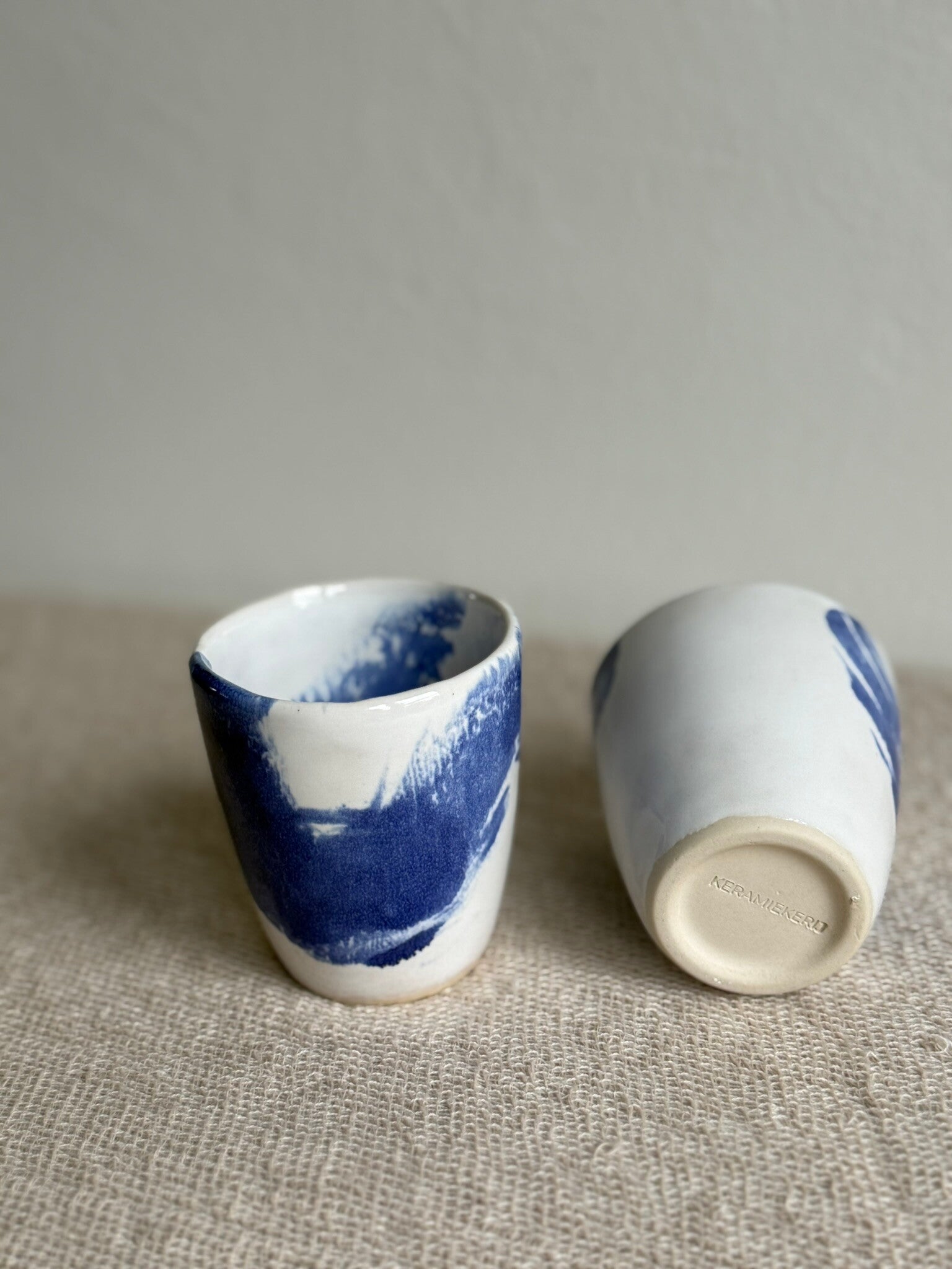 Coffee Cup Duo | White & Bright Blue