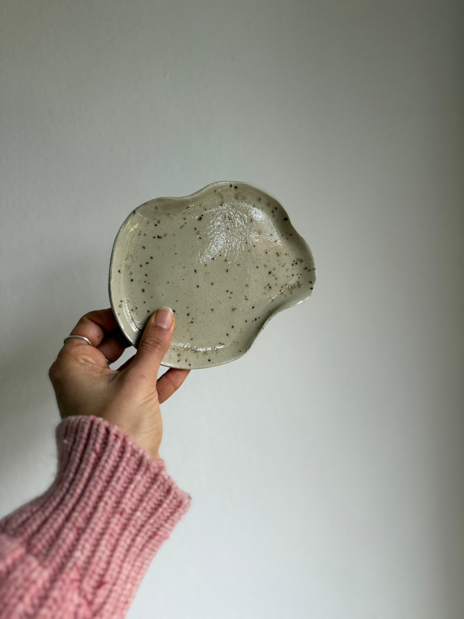 Organic Shaped Dish | Speckled Cream