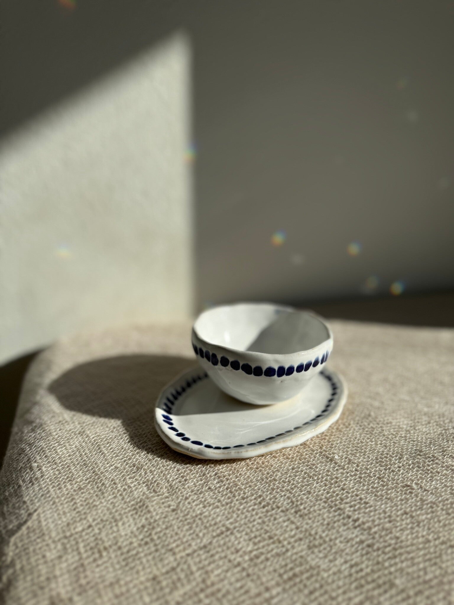 Painted Oval Set | White & Cobalt