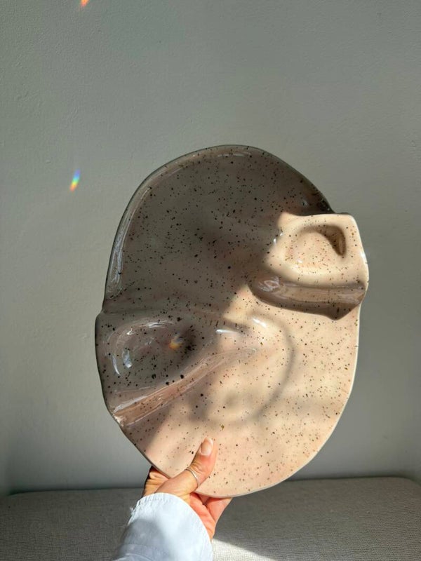 Wavy Plate XL | Soft Pink Speckle