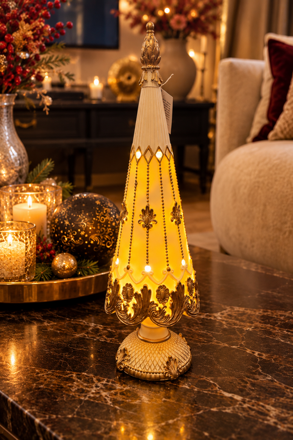 Royal Christmas – Luxe LED Kerstboom Crème & Antiek Goud