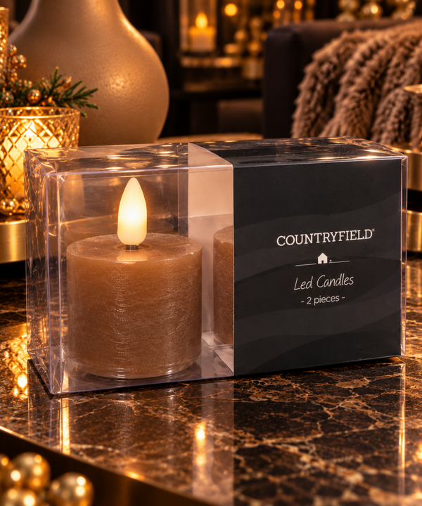 Countryfield Luxe LED Kaarsen Bruin – Set van 2
