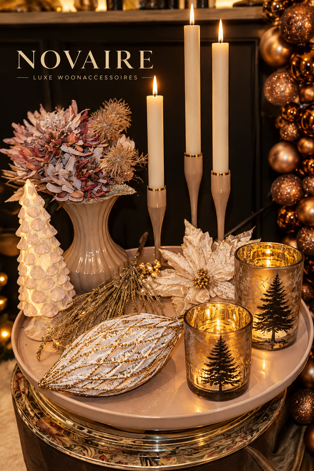 Golden Winter Elegance – Complete Kerstdecoratieset