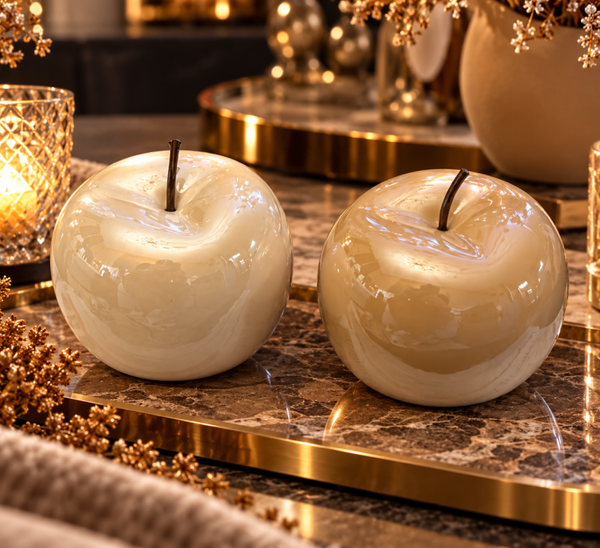 Luxe Decoratieappels Parelmoer – Set van 2