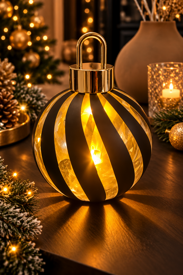 Black & Gold Christmas Glow – Luxe LED Kerstbal NIET ROTEREND
