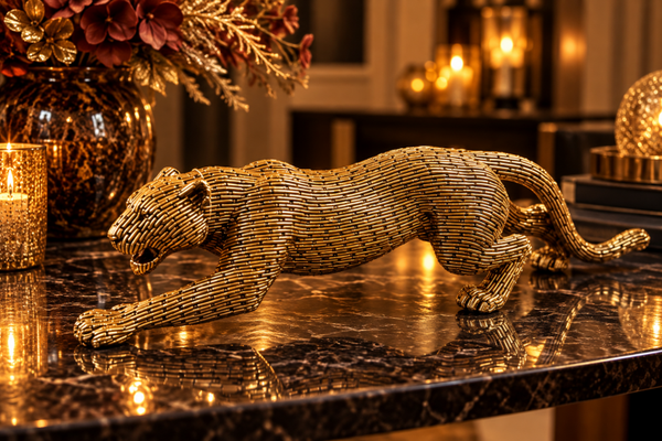 Golden Panther – Luxe Decoratiebeeld Panter in Goud
