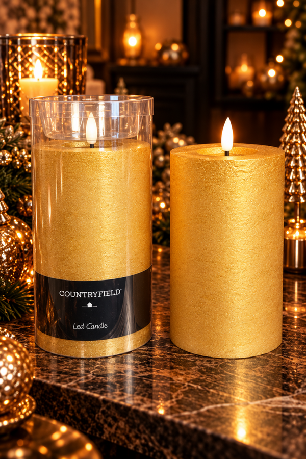 Golden Prestige – Luxe Gouden LED Stompkaars | Countryfield – 15 cm