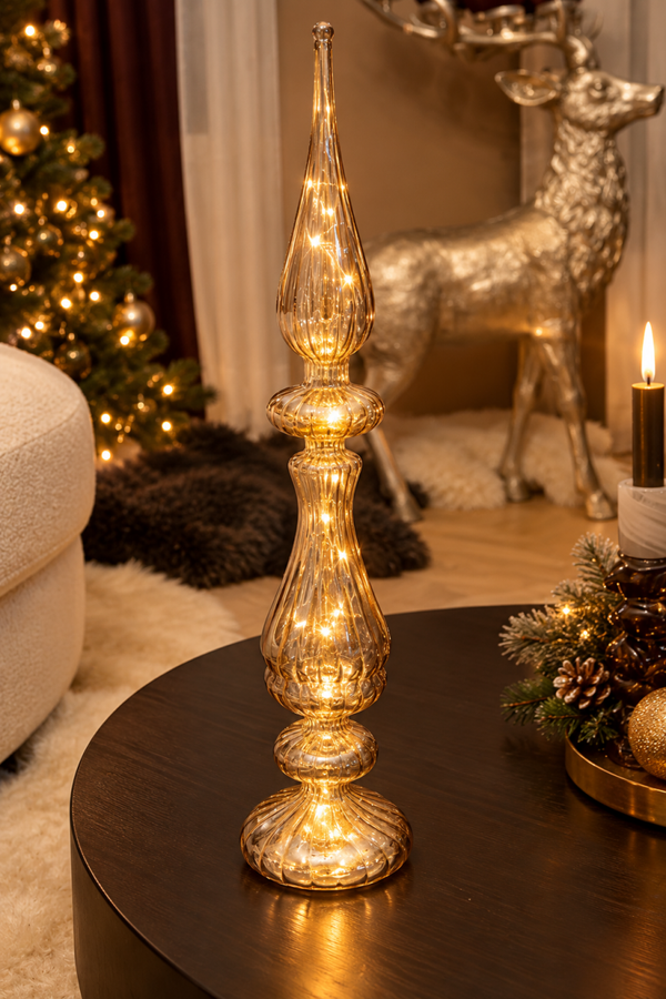 Champagne Elegance – Luxe Glazen LED Ornament