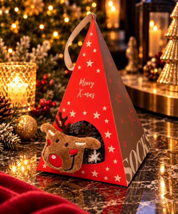 Merry X-Mas Kerstsokken in Luxe Geschenkverpakking – Rendier