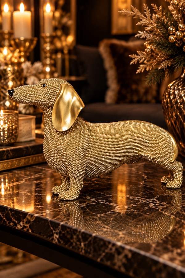 Golden Dachshund – Luxe Decoratiebeeld