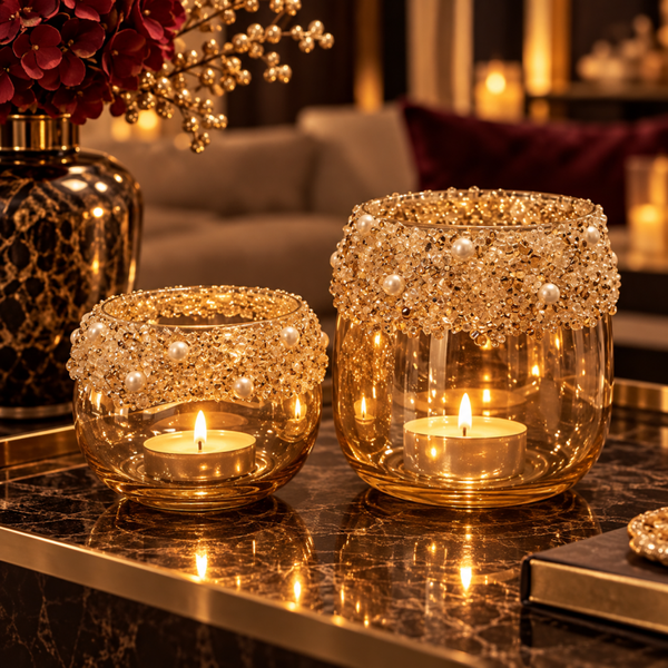 Golden Pearls – Theelichthouder Set