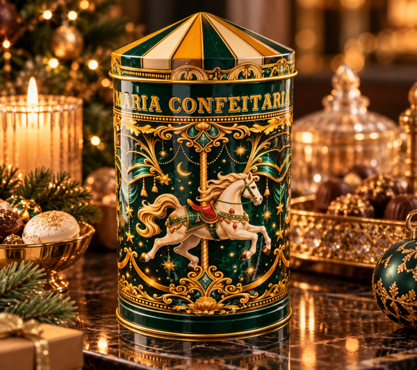 Magical Christmas Carousel – Luxe Muzikale Koekjestrommel met Appel-Kaneelkoekjes