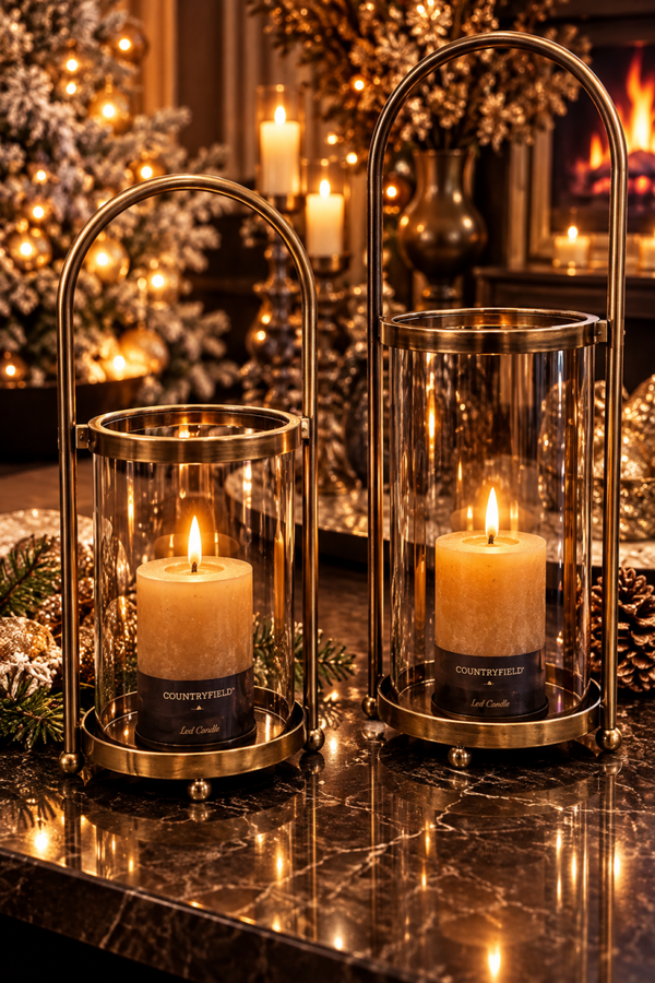 Golden Arch – Luxe Windlichtenset met Countryfield LED Kaarsen | Antiekgoud