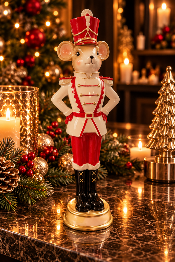 Royal Christmas Mouse – Luxe Notenkraker Muis | Rood, Wit & Goud