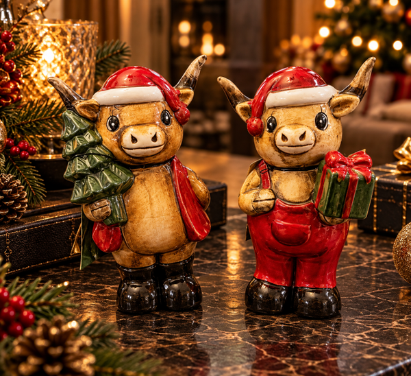 Highland Christmas – Schotse Hooglanders Kerstdecoratie Set van 2