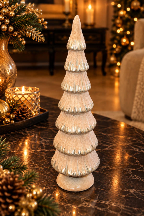 Winter Champagne – Luxe Glazen Kerstboom met Velvet Afwerking