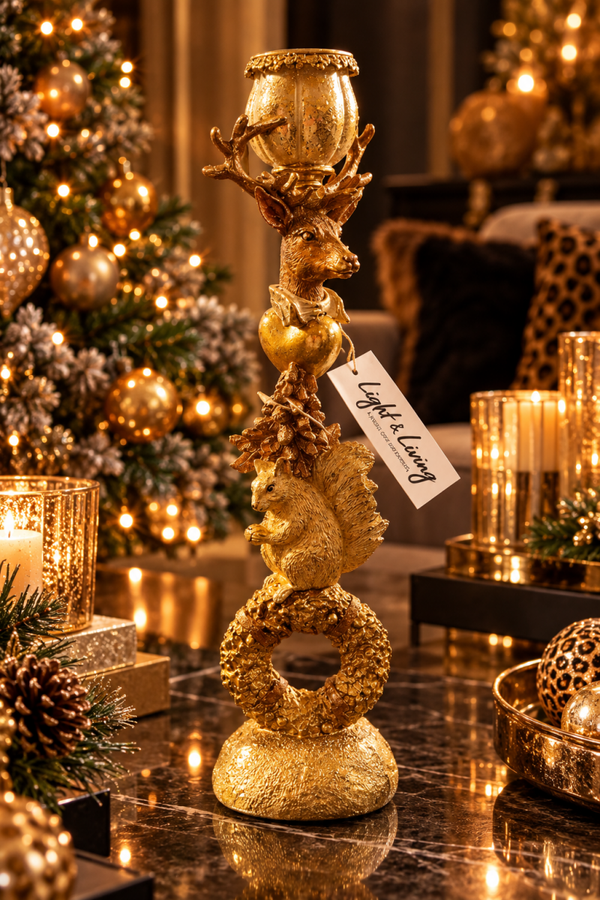 Golden Forest Majesty – Exclusieve Gouden Bosdieren Kandelaar | Light & Living