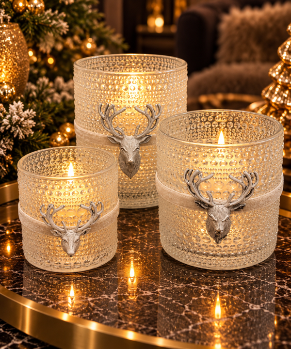 Luxe Waxinelichthouders met Hert – Set van 3