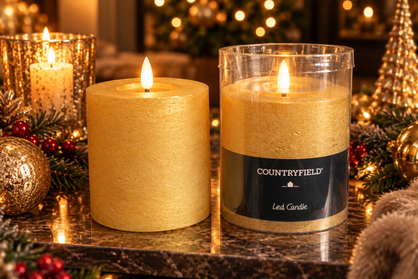 Golden Glow – Luxe Gouden LED Stompkaars | Countryfield – 10 x 10 cm