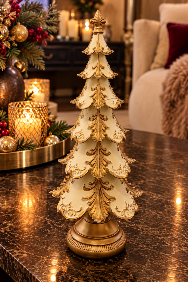 Royal Christmas – Luxe Decoratieve Kerstboom Crème & Antiek Goud