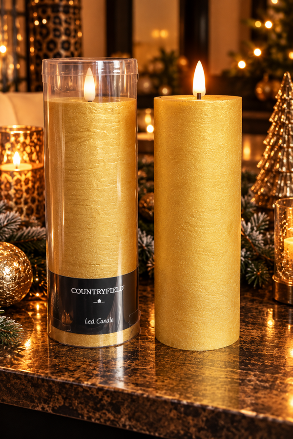 Golden Elegance – Luxe Gouden LED Stompkaars | Countryfield – 20 cm