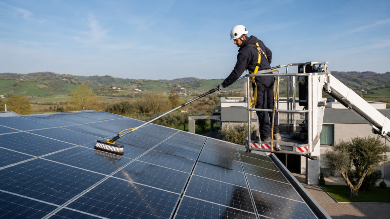 Pulizia professionale di pannelli fotovoltaici