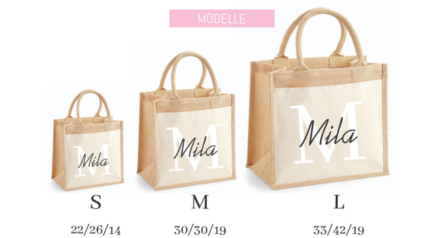 Personalisierte Jutetasche mit Initial & Namen | Erhältlich in 3 Größen