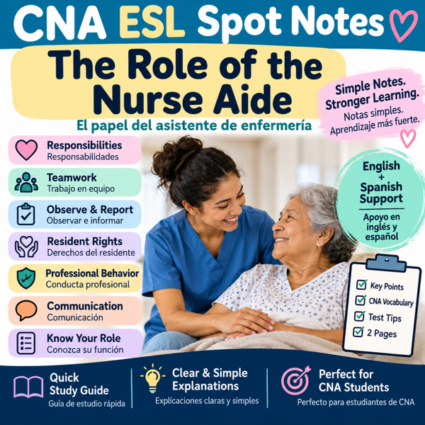 CNA ESL Spot Notes: Role of the Nurse Aide