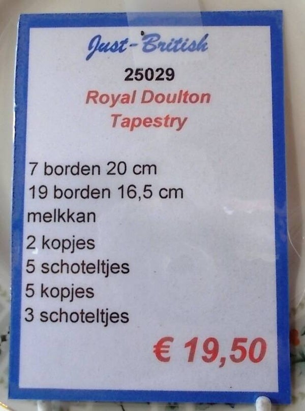 25029. Royal Doulton 'Tapestry' serviesdelen