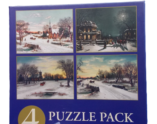 35016. VIER puzzels met wintergezichten