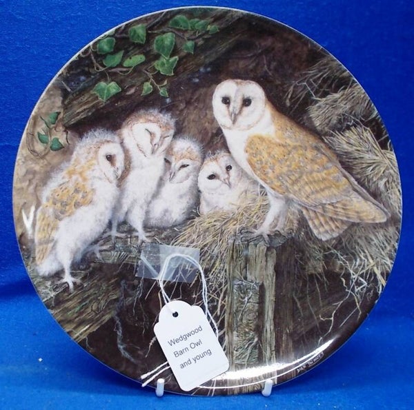67840. Bord met 'Barn Owl and Young'